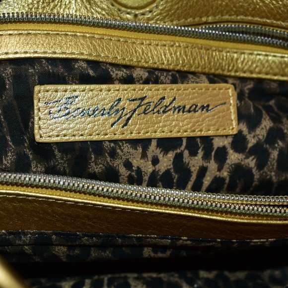 NOT FOR SALE- BEVERLY FELDMAN GOLD AND ZEBRA PRINT CALF HAIR LEATHER BAG - Picture 3 of 14